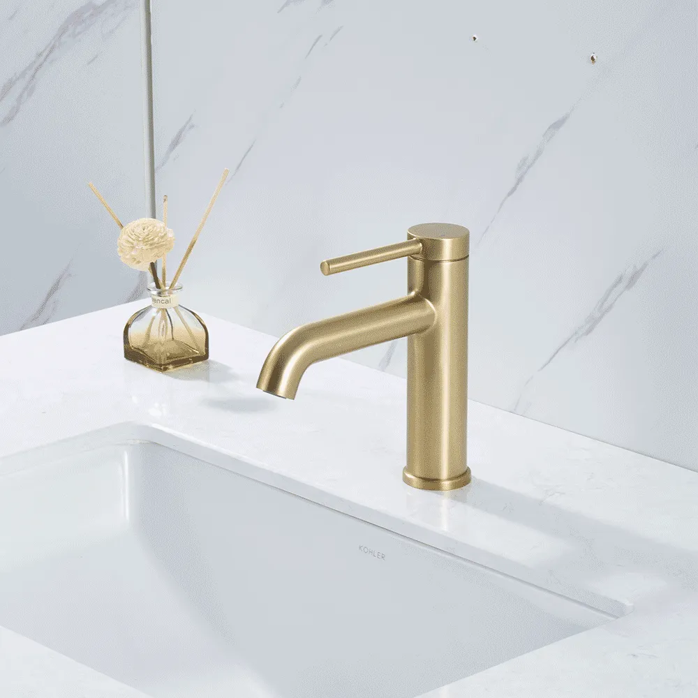 G1006-3 умивальник одноваж. кругл. вилив лат. гайка Ø35(сатин золотий - Фото - 3