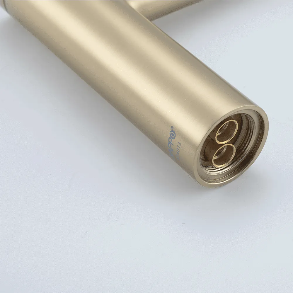 G1006-3 умивальник одноваж. кругл. вилив лат. гайка Ø35(сатин золотий - Фото - 4