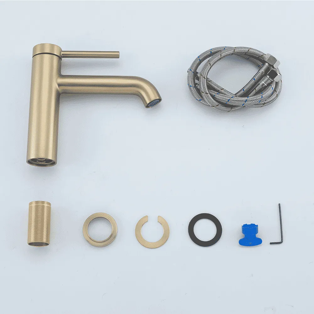 G1006-3 умивальник одноваж. кругл. вилив лат. гайка Ø35(сатин золотий - Фото - 7