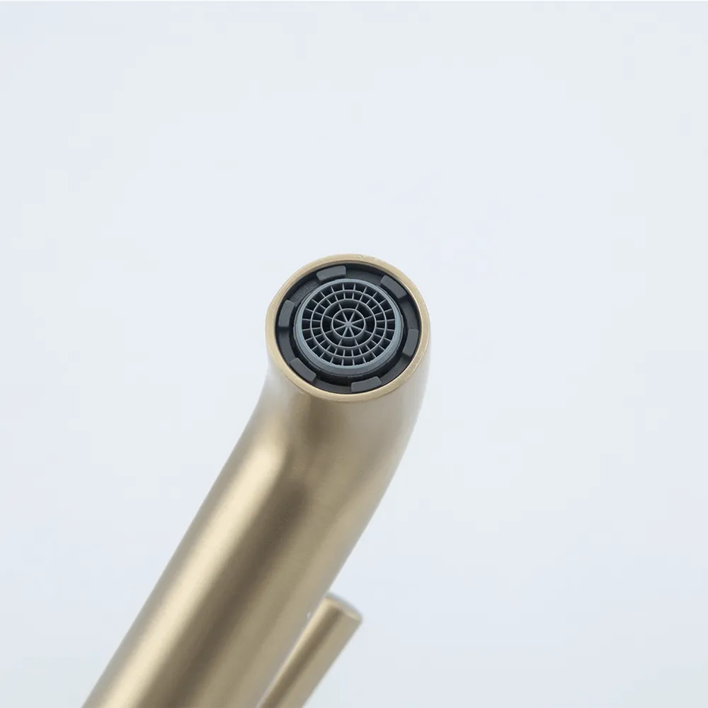 G1006-23 умивальник високий одноваж.кругл. вилив лат. гайка Ø35( сатин золотий) - Фото - 4