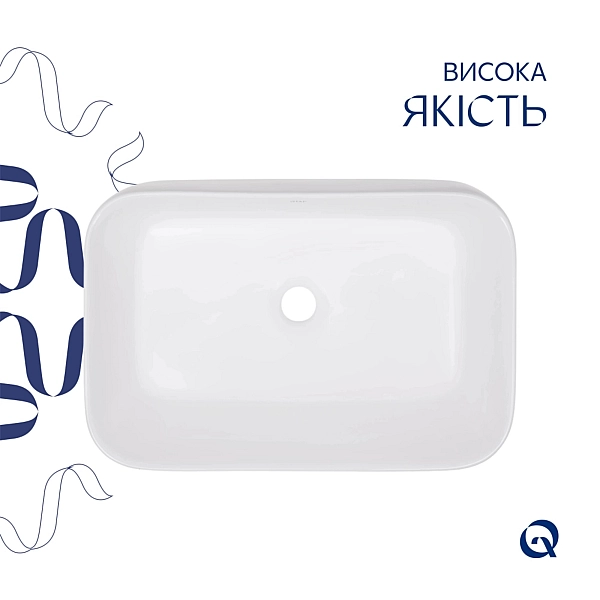 Комплект Qtap Scorpio: Раковина накладная 550x390x120 мм, White, прямоугольная + Донный клапан Pop-up PU02 - Фото - 4