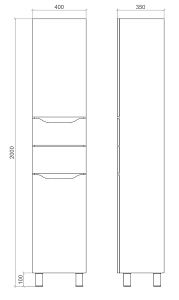 "Амелія" Пенал напольний з корзиною 2000/400/350 (Білий, Ліва) - Фото - 3