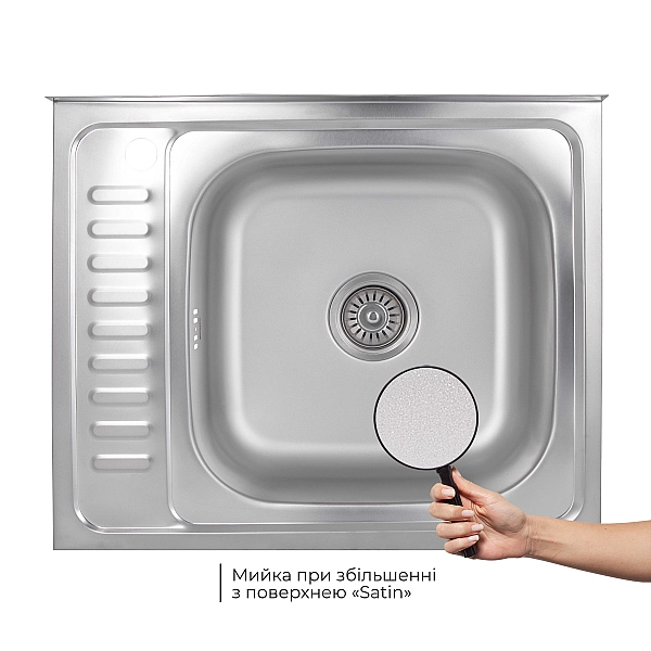 Кухонна мийка Brinex 6050-R 0,6 мм Satin (BRIN6050RSAT06) - Фото - 3