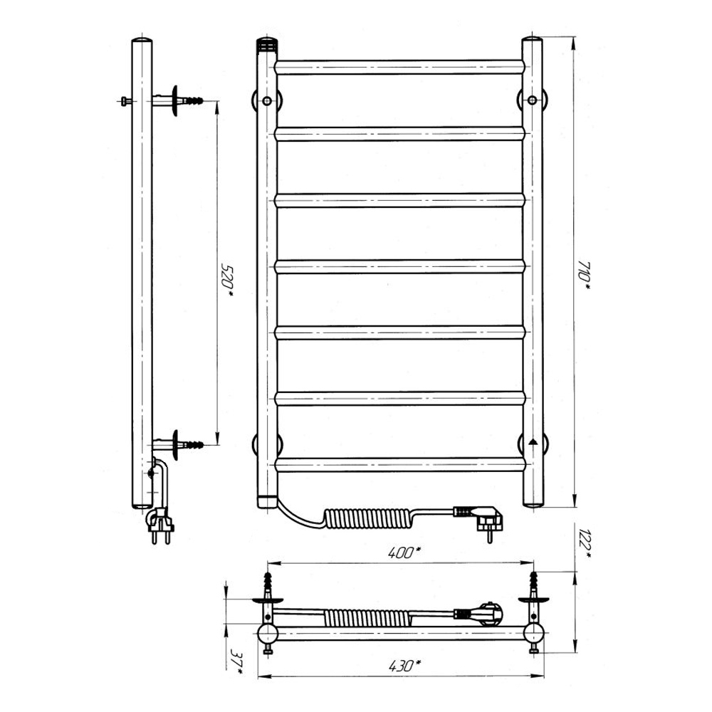 Электрический полотенцесушитель Laris Альфа П7 400 х 700 Э S3 (подкл. слева) - Фото - 5