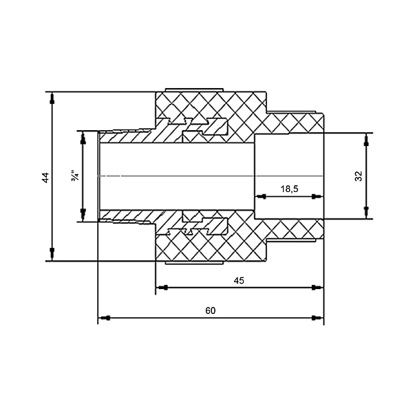 Муфта PPR Blue Ocean 32х3/4" НР - Фото - 2
