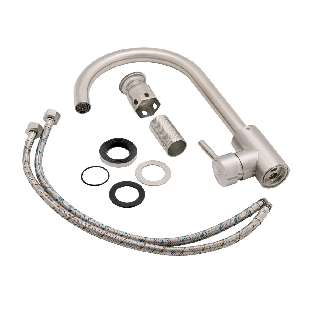 Набір: Мийка кухонна Handmade Brushed Steel Lidz+Змішувач+Корзинка - Фото - 7