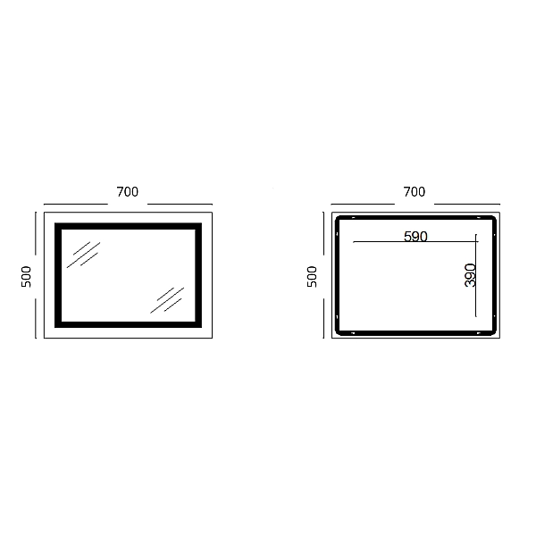 Дзеркало Lidz Kubis (KU1) 700х500 з LED-підсвічуванням Touch, з антизапотіванням, з димером, рег. яскравості LD78LF90448485 - Фото - 2