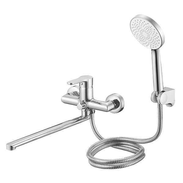 Смеситель латунный для ванны Lidz Astra 005 с поворотным изливом (c душевым гарнитуром) (k35) LDAST005CRM48088 Chrome - Фото - 3