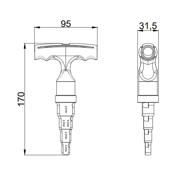 Калибратор с трещеткой Thermo Alliance для м/п труб d16-32 STD-404 - Фото - 2