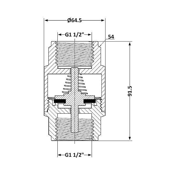 Обратный клапан с латунным штоком Thermo Alliance Forte 1 1/2"ВВ никель TAF240W40 - Фото - 2