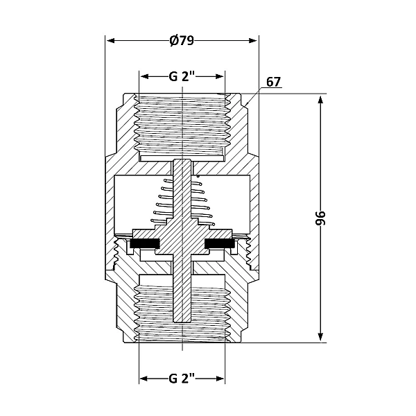 Зворотний клапан із латунним штоком Thermo Alliance Forte 2"ВВ нікель TAF240W50 - Фото - 2
