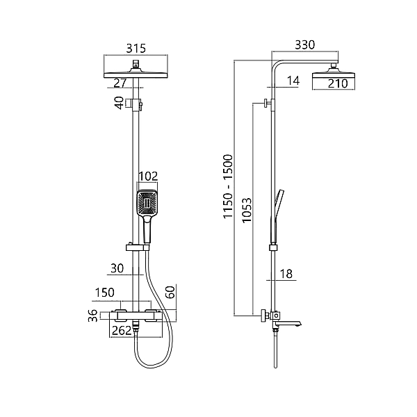 Душова система універсальна Qtap Sloup термостатична на три споживача (з виливом) QTSLO51103OC48217 Chrome - Фото - 2