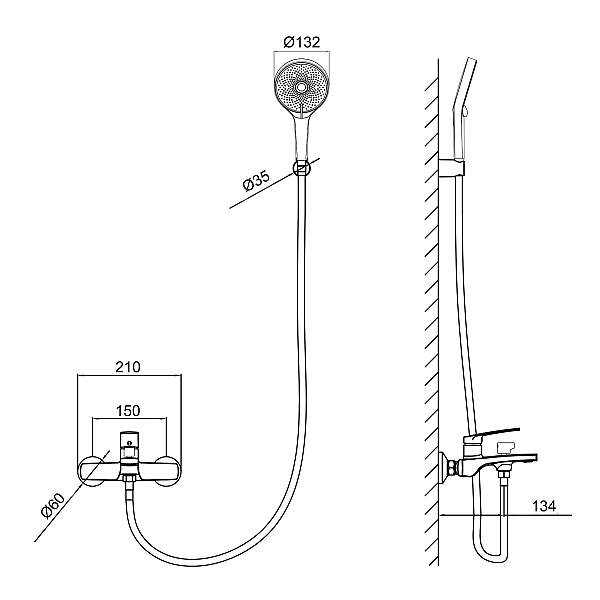 Змішувач для ванни Qtap Slavonice (з душовим гарнітуром) QTSLV259GMB48035 Gunmetal Black PVD - Фото - 2