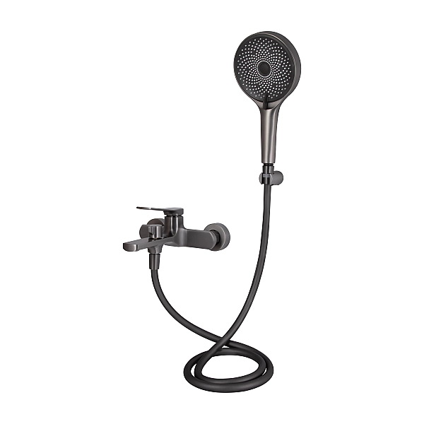 Змішувач для ванни Qtap Slavonice (з душовим гарнітуром) QTSLV259GMB48035 Gunmetal Black PVD - Фото - 3