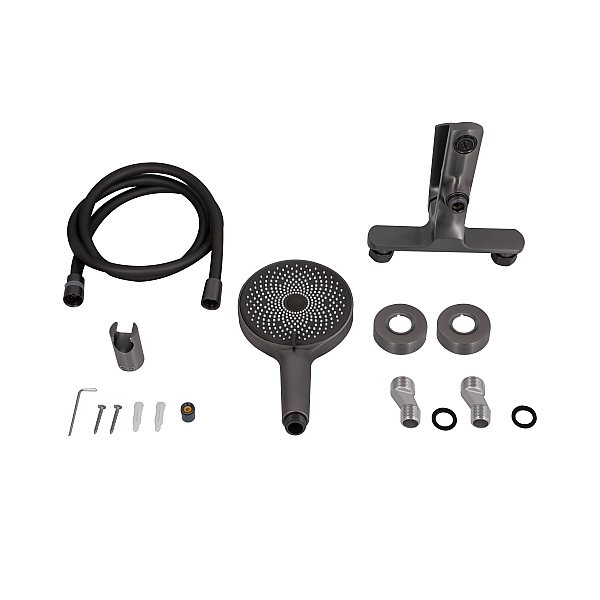 Змішувач для ванни Qtap Slavonice (з душовим гарнітуром) QTSLV259GMB48035 Gunmetal Black PVD - Фото - 7