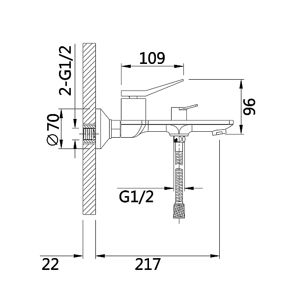 Смеситель для ванны Qtap Presto (c душевым гарнитуром) QTPRE259CRW45579 Chrome/White - Фото - 2
