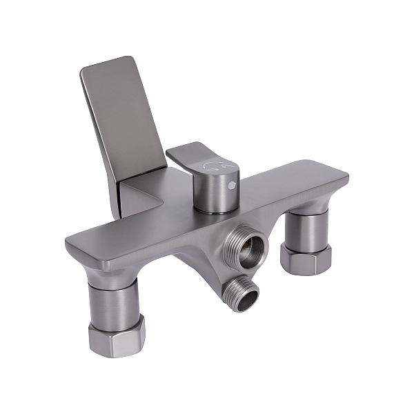 Змішувач для ванни Qtap Presto з довгим поворотним виливом (з душовим гарнітуром) QTPRE2601GRP45583 Graphite - Фото - 4