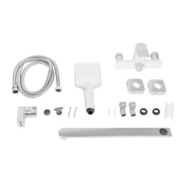 Змішувач для ванни Qtap Presto з довгим поворотним виливом (з душовим гарнітуром) QTPRE2601CRW45578 Chrome/White - Фото - 8