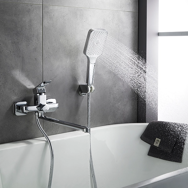 Смеситель латунный для ванны Lidz Orion 005 с поворотным изливом (c душевым гарнитуром) (k35) LDORI005CRM48094 Chrome - Фото - 9