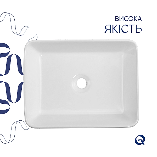 Раковина накладна Qtap Tern 480x370x135 мм, Marble, прямокутна, з донним клапаном QT17116069MR - Фото - 4