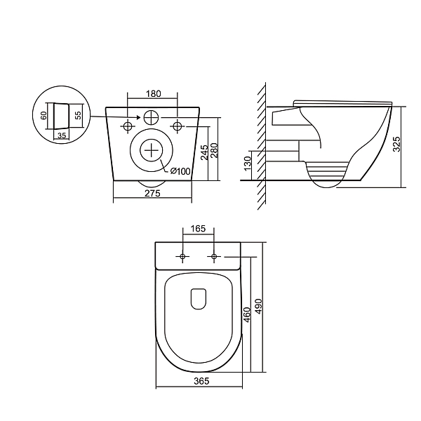 Унитаз подвесной Robin Ultra Quiet 490×365×325 мм, Anthracite, с сиденьем Slim Duroplast / Soft-close / Quick Release QT13332381АSAN Qtap - Фото - 2