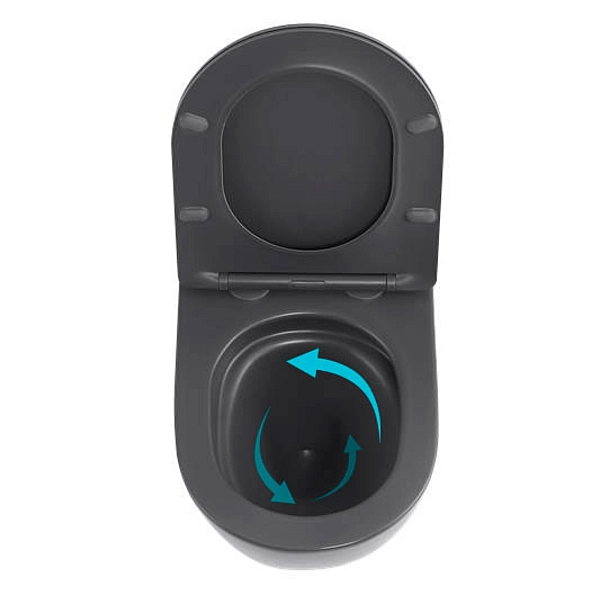 Унитаз подвесной Robin Ultra Quiet 490×365×325 мм, Anthracite, с сиденьем Slim Duroplast / Soft-close / Quick Release QT13332381АSAN Qtap - Фото - 6