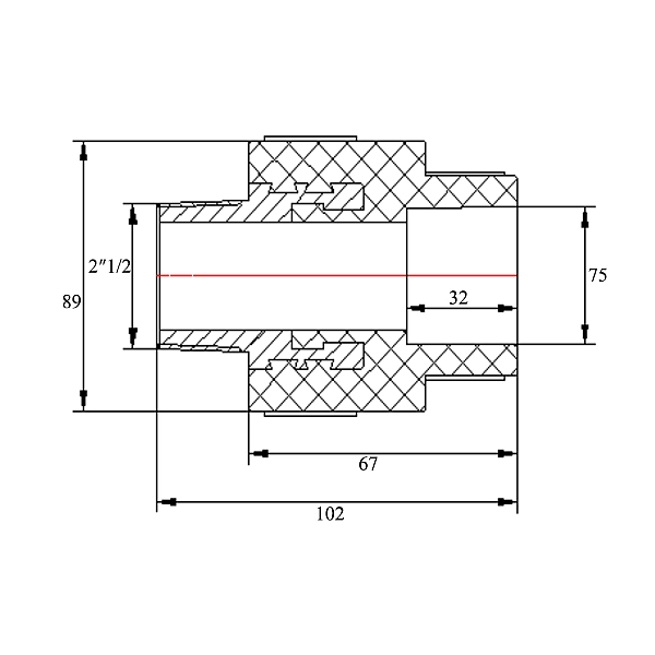 Муфта PPR Blue Ocean 75х2" 1/2 НР - Фото - 2