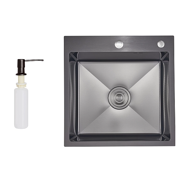 Lidz Handmade H5050HB Мийка для кухні інтегрована Decor Black PVD Honeycomb 2,5/0,5 мм LDH5050BDECPVD48369