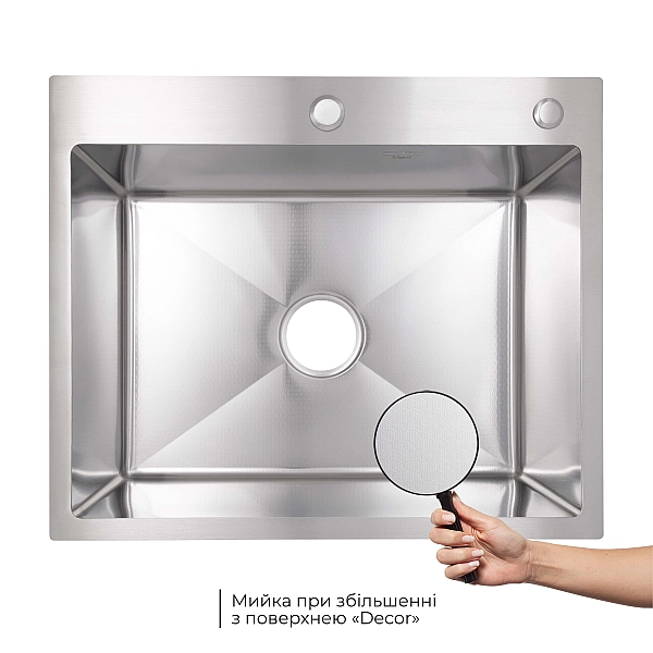Lidz Handmade H6050H Мойка для кухни интегрированная Decor Honeycomb 2,5/0,5 мм LDH6050DEC48370 - Фото - 3
