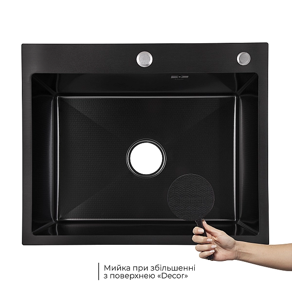Lidz Handmade H6050HB Мойка для кухни интегрированная Decor Black PVD Honeycomb 2,5/0,5 мм LDH6050BDECPVD48371 - Фото - 3