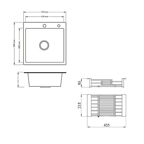 Комплект Lidz Handmade H5050HB Мойка для кухни интегрированная Decor Black PVD Honeycomb в комплекте с дозатором+Lidz LIDZK01B Корзина для мойки - Фото - 2