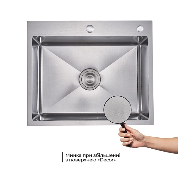 Комплект Lidz Handmade H6050H Мойка для кухни интегрированная Decor Honeycomb в комплекте с дозатором + Lidz K01G Корзина для кухонной мойки - Фото - 4