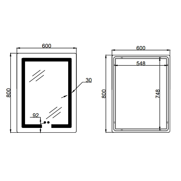 Дзеркало Lidz Kubis (KU2) 600х800 з LED-підсвічуванням Touch, з антизапотіванням, з димером, рег. яскравості LD78LF937608048449 - Фото - 2