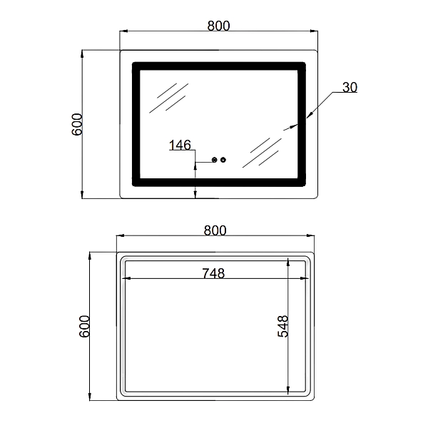 Зеркало Lidz Kubis (KU2) 800х600 с LED-подсветкой Touch, с антизапотеванием, с диммером, рег. яркости LD78LF904708048446 - Фото - 2