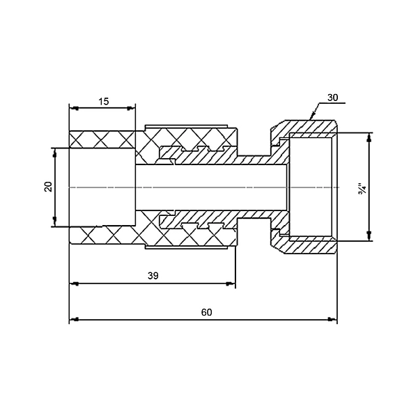 Муфта PPR с накидной гайкой Blue Ocean 20х1/2" ВР с латунным штоком - Фото - 2