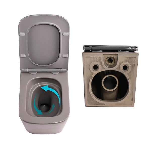 Комплект Qtap Tern Stone grey 3 в 1: підвісний унітаз Ultra Quiet + біде підвісне + раковина накладна QTTERSG49162 - Фото - 5