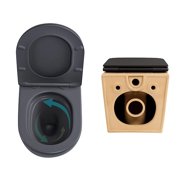 Комплект Qtap Robin Anthracite 3 в 1: підвісний унітаз Ultra Quiet + біде підвісне + раковина накладна QTROBAN49157 - Фото - 5