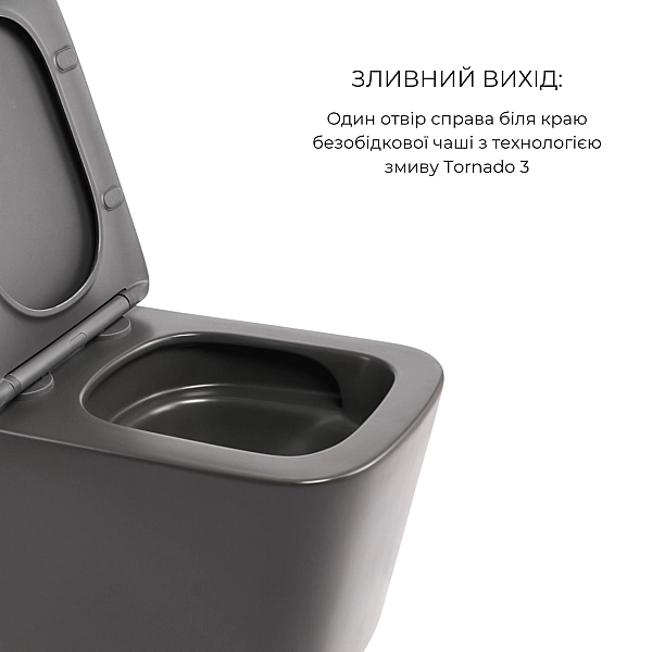 Комплект Qtap Tern Anthracite 3 в 1: унитаз подвесной Ultra Quiet + биде подвесное + раковина накладная QTTERAN49161 - Фото - 4