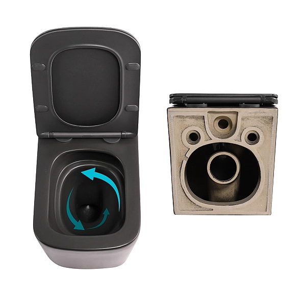 Комплект Qtap Tern Anthracite 3 в 1: унитаз подвесной Ultra Quiet + биде подвесное + раковина накладная QTTERAN49161 - Фото - 5