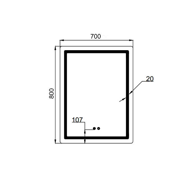 Зеркало Qtap Mideya (MI2) 700х800 с LED-подсветкой Touch, с антизапотеванием, диммером, рег. яркости QT2078DCF7080 - Фото - 2