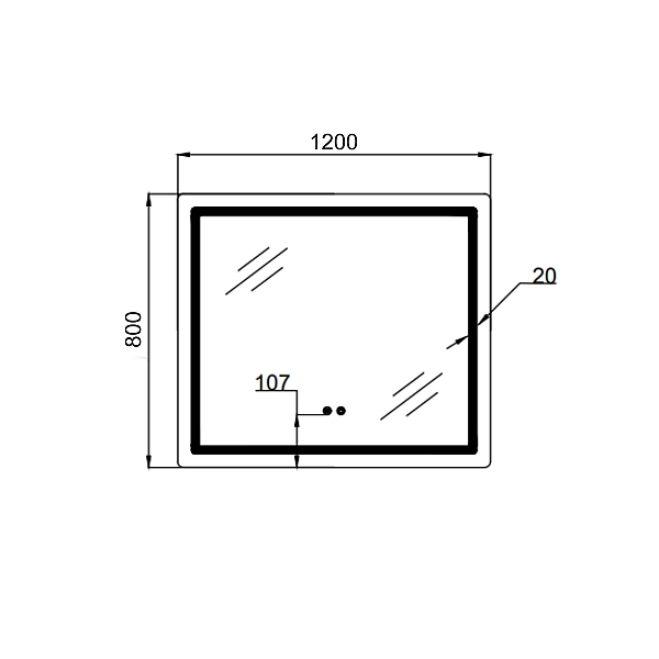 Дзеркало Qtap Mideya MI1) 1200х800 з LED-підсвічуванням Touch, з антизапотіванням, димером, рег. яскравості QT2078F12080 - Фото - 2