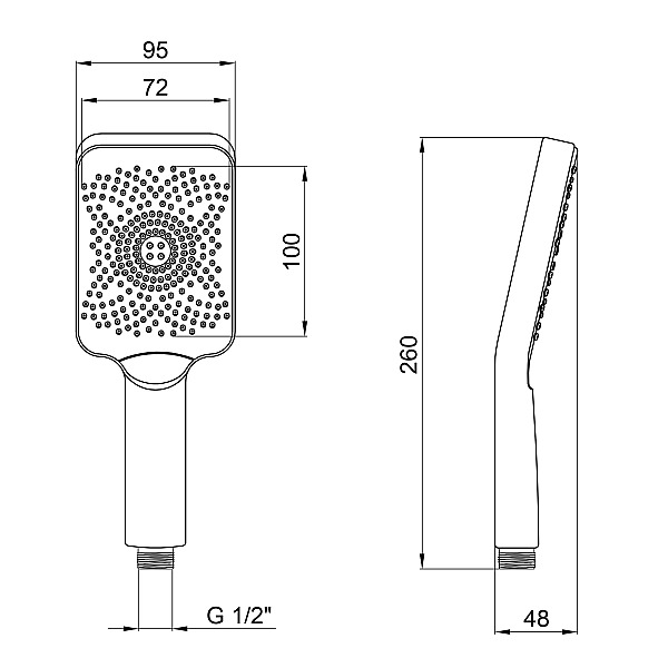 Лійка для ручного душу Lidz Niagara 33 145x95 мм прямокутна LDNIA33GRP48538 Graphite - Фото - 2