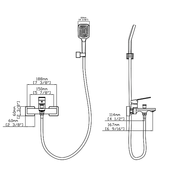 Смеситель для ванны Qtap Capricorn с душевым гарнитуром Chrome (k35) QTCAP3060102C48222 - Фото - 2