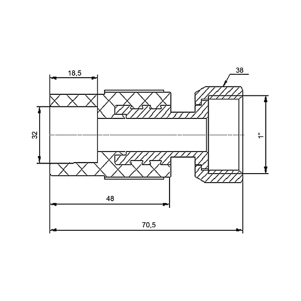 Муфта PPR з накидною гайкою Blue Ocean32х1" ВР з латунним штоком - Фото - 2