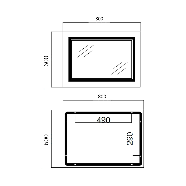 Зеркало Qtap Cardinal (CA1) 800х600 с LED-подсветкой Touch, с антизапотеванием, с диммером, рег. темп. цвета (3000-6500K) Reverse QT0478C8060 - Фото - 2