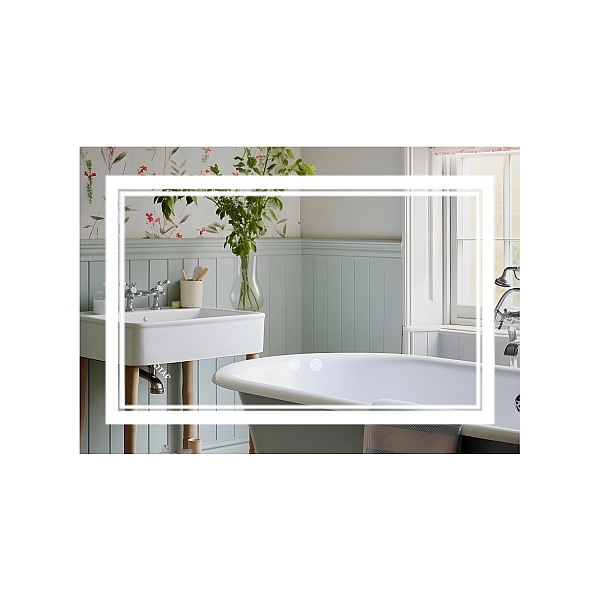 Дзеркало Qtap Cardinal (CA1) 800х600 з LED-підсвічуванням Touch, з антизапотіванням, з димером, рег. темп. кольору (3000-6500K) Reverse QT0478C8060