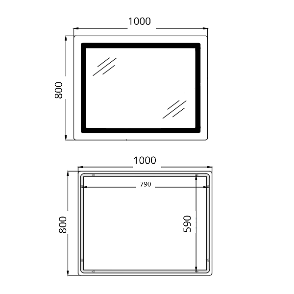 Дзеркало Qtap Cardinal (CA2) 1000х800 з LED-підсвічуванням Touch, з антизапотіванням, з димером, рег. темп. кольору (3000-6500K) QT0478C1008048455 - Фото - 2