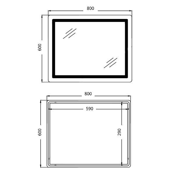 Дзеркало Qtap Cardinal (CA2) 800х600 з LED-підсвічуванням Touch, з антизапотіванням, з димером, рег. темп. кольору (3000-6500K) Reverse QT0478C806048457 - Фото - 2