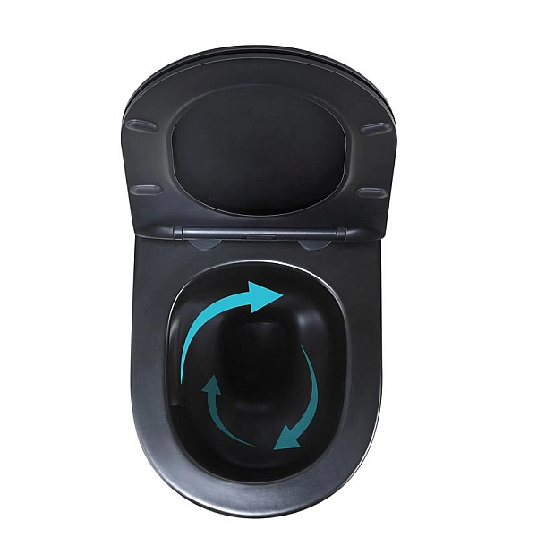 Унітаз підвісний Qtap Jay Ultra Quiet 485х360х320 мм, Matt Black, сидінням Slim Duroplast/ Soft-close/ Quick Relase QT07335177MB - Фото - 6