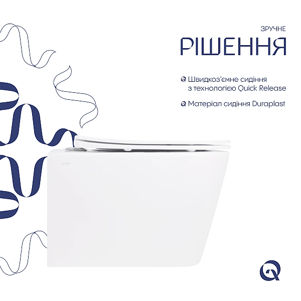 Унитаз подвесной Crow Rimless 485х340х330 мм, White, с сиденьем Slim Duroplast/ Soft-close/ Quick Release QT05335171RW Qtap - Фото - 4